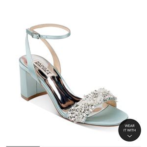 Badgley Mischka Women's Clara Embellished Block Heel in blue radiance - SZ 7